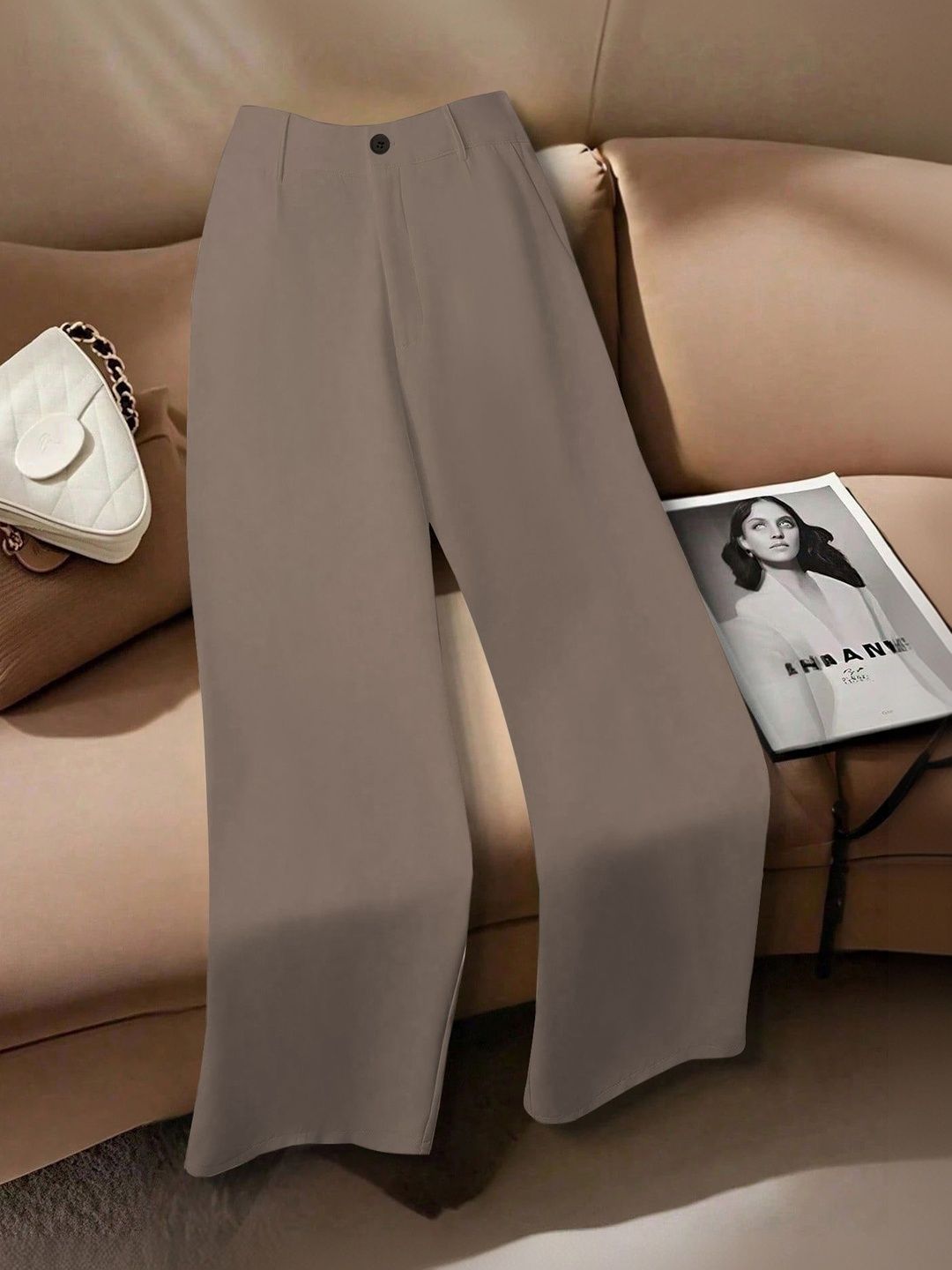KERI PERRY Women New Basics High-Rise Relaxed Fit Formal Trousers-picture-19