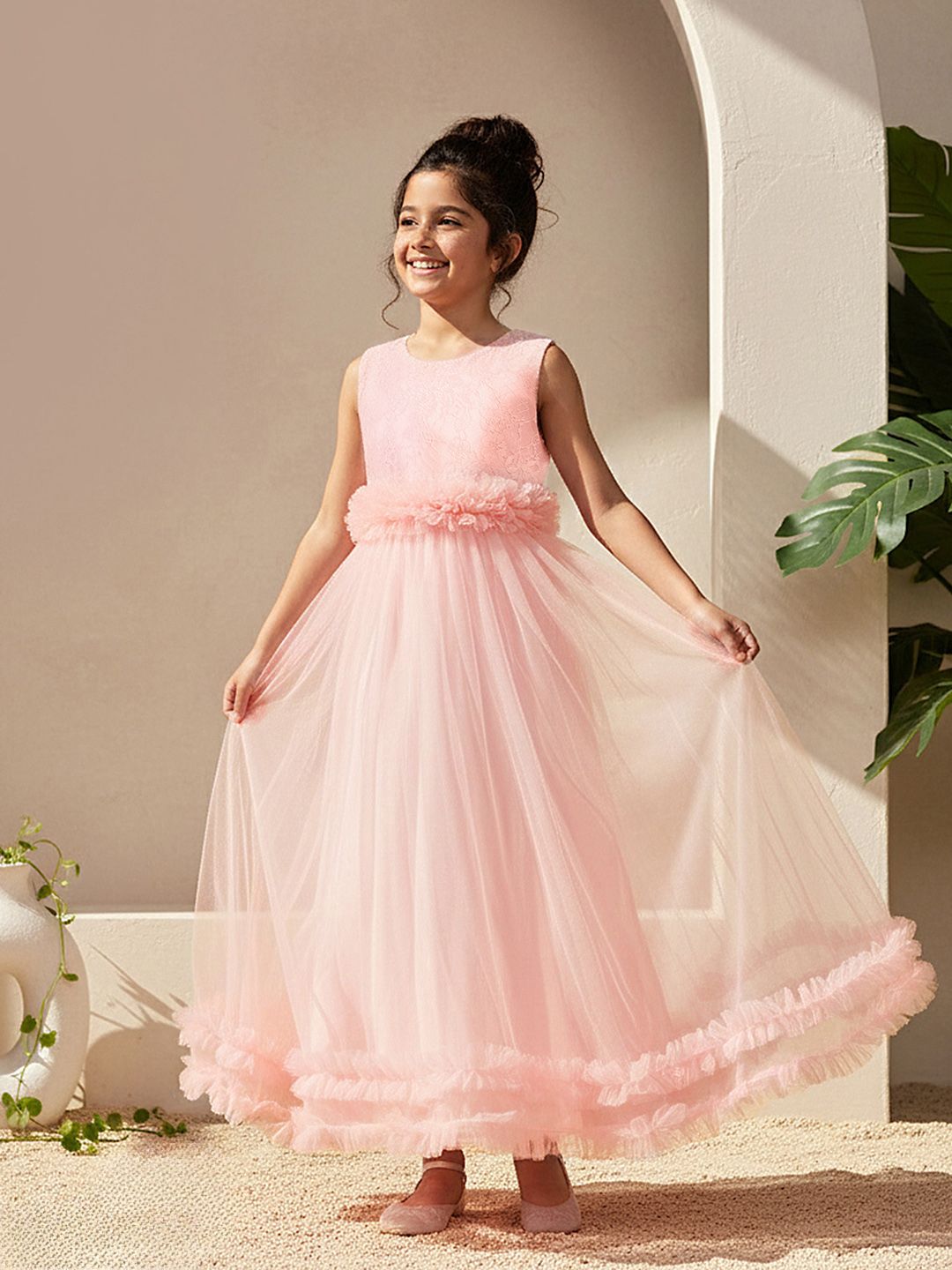 YK Girls Self-Design Fit & Flare Dress-picture-41