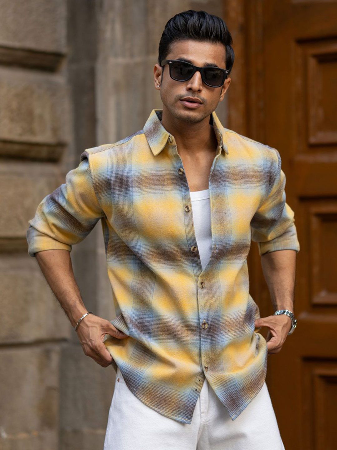 Powerlook Men Tartan Checks Checked Casual Shirt-image-39