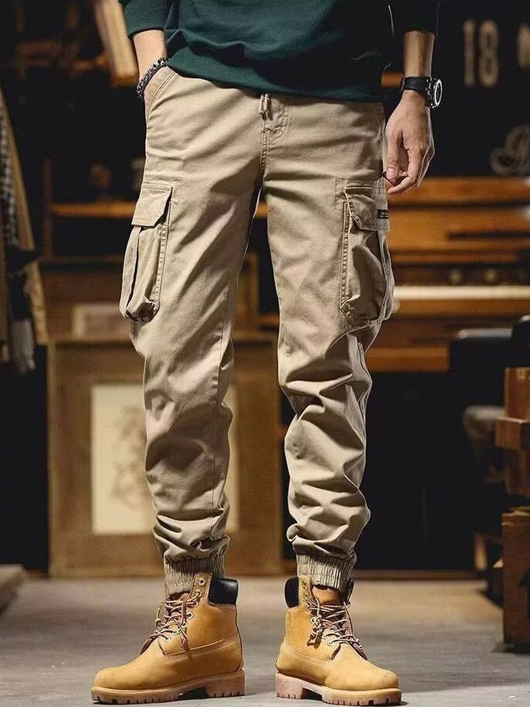 StyleCast x Revolte Men Easy Wash Pleated Cargos Trousers-image-34
