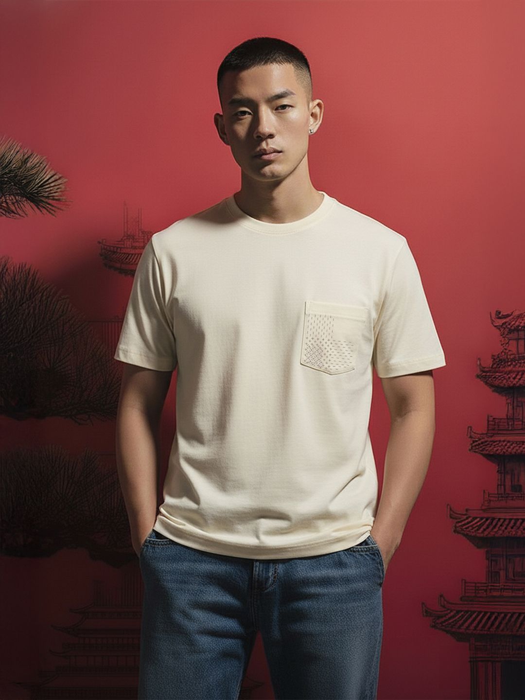 Peter England Casuals Men Solid Round Neck Pure Cotton T-shirt-picture-14