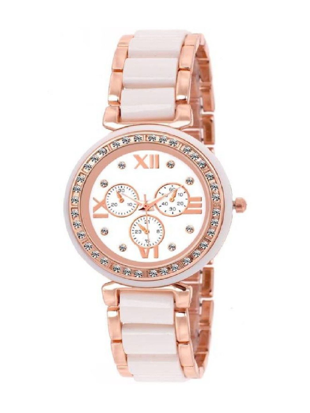 Miss Perfect Unisex Embellished Dial & Bracelet Style Straps Analogue Watch 164-picture-27