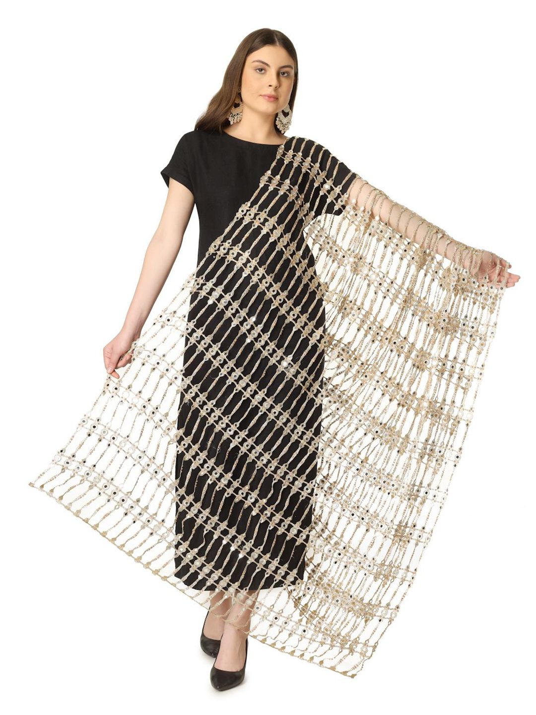 A R SILK DUPATTA HUB Embroidered Dupatta with Mirror Work-picture-46