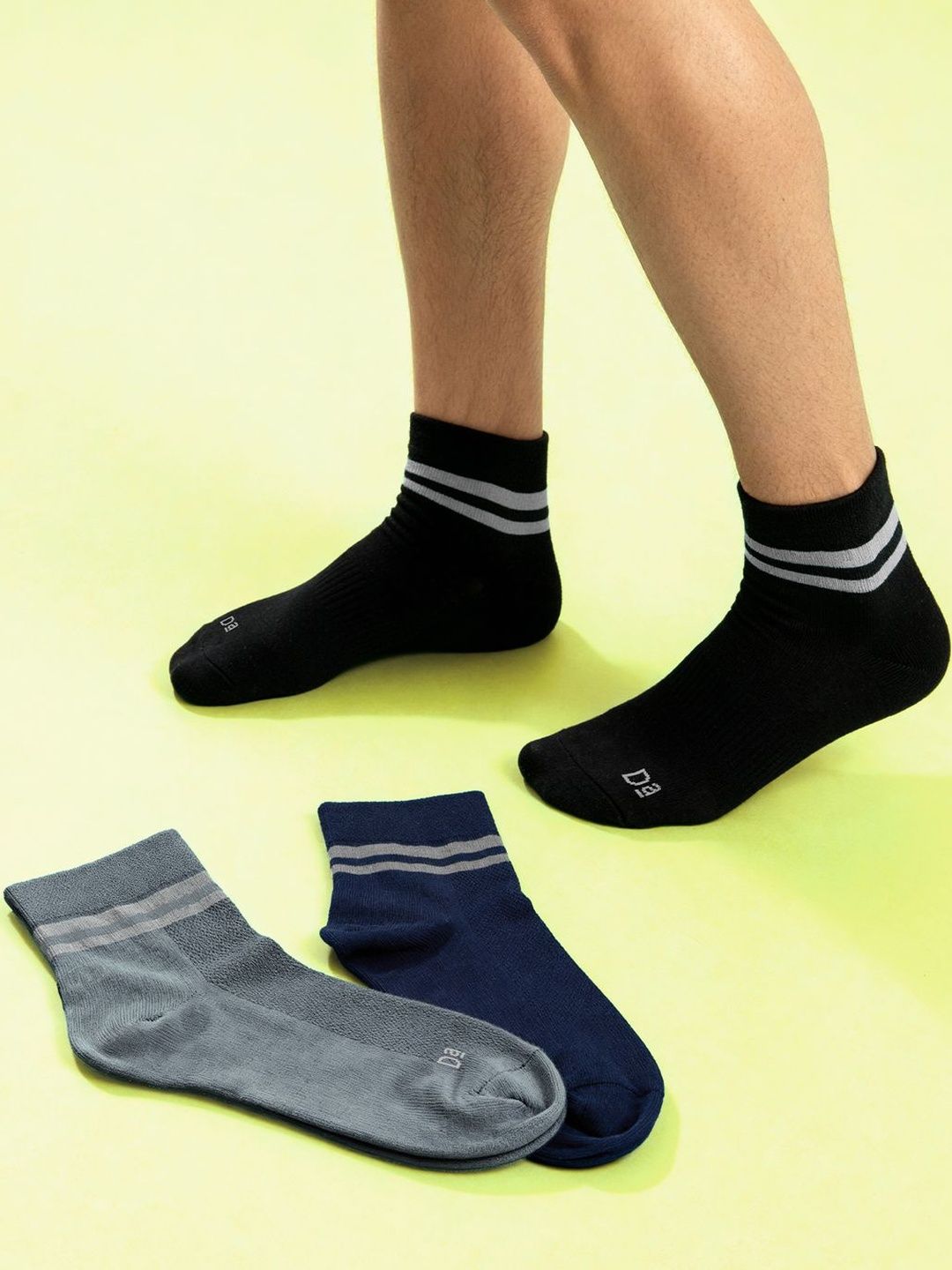 DAMENSCH Unisex Pack Of 3 Striped Cotton Above Ankle Socks-picture-18