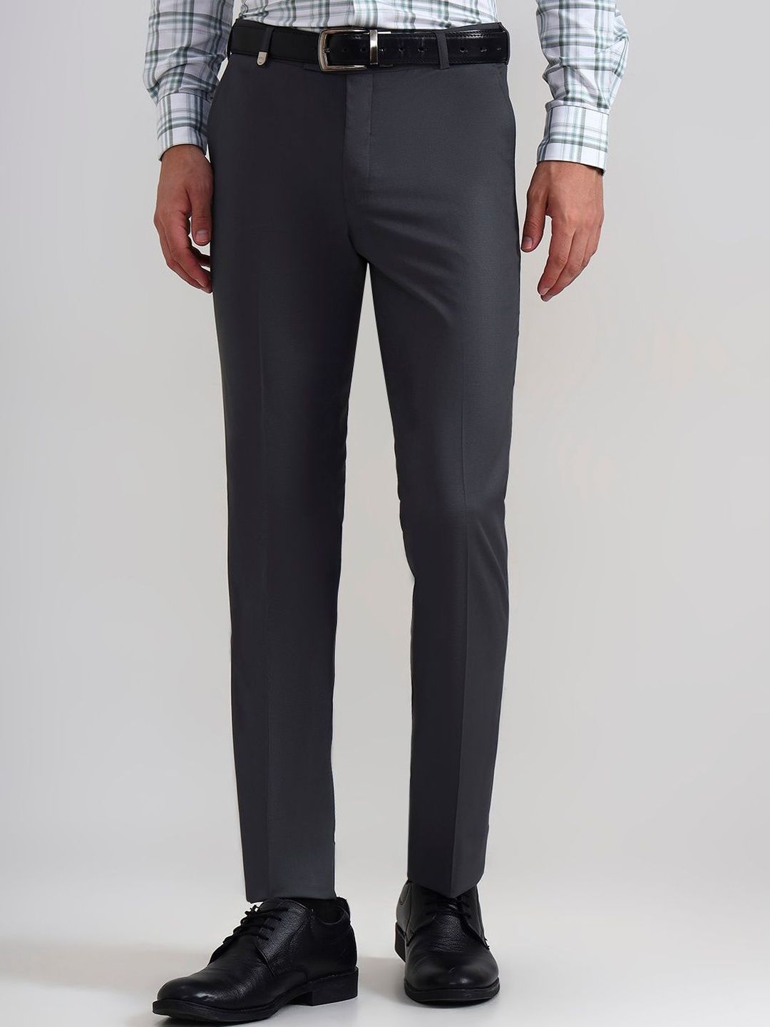 JB STUDIO Men Slim Fit Mid-Rise Formal Trousers-image-8