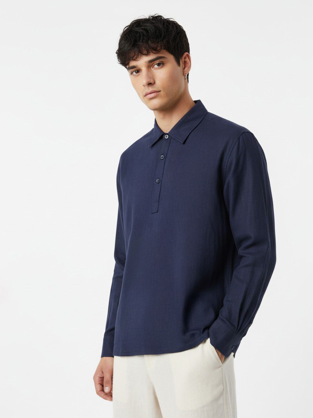 glitchez Polo Collar Solid Pure Cotton Casual Shirt-picture-21