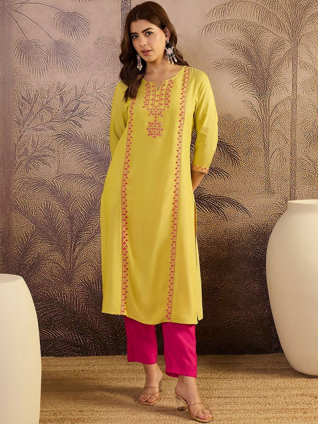 Sangria Embroidered Straight Kurta