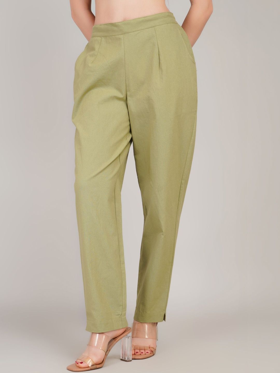 Gora Glama Women Comfort High-Rise Pleated Linen Trouser-picture-29