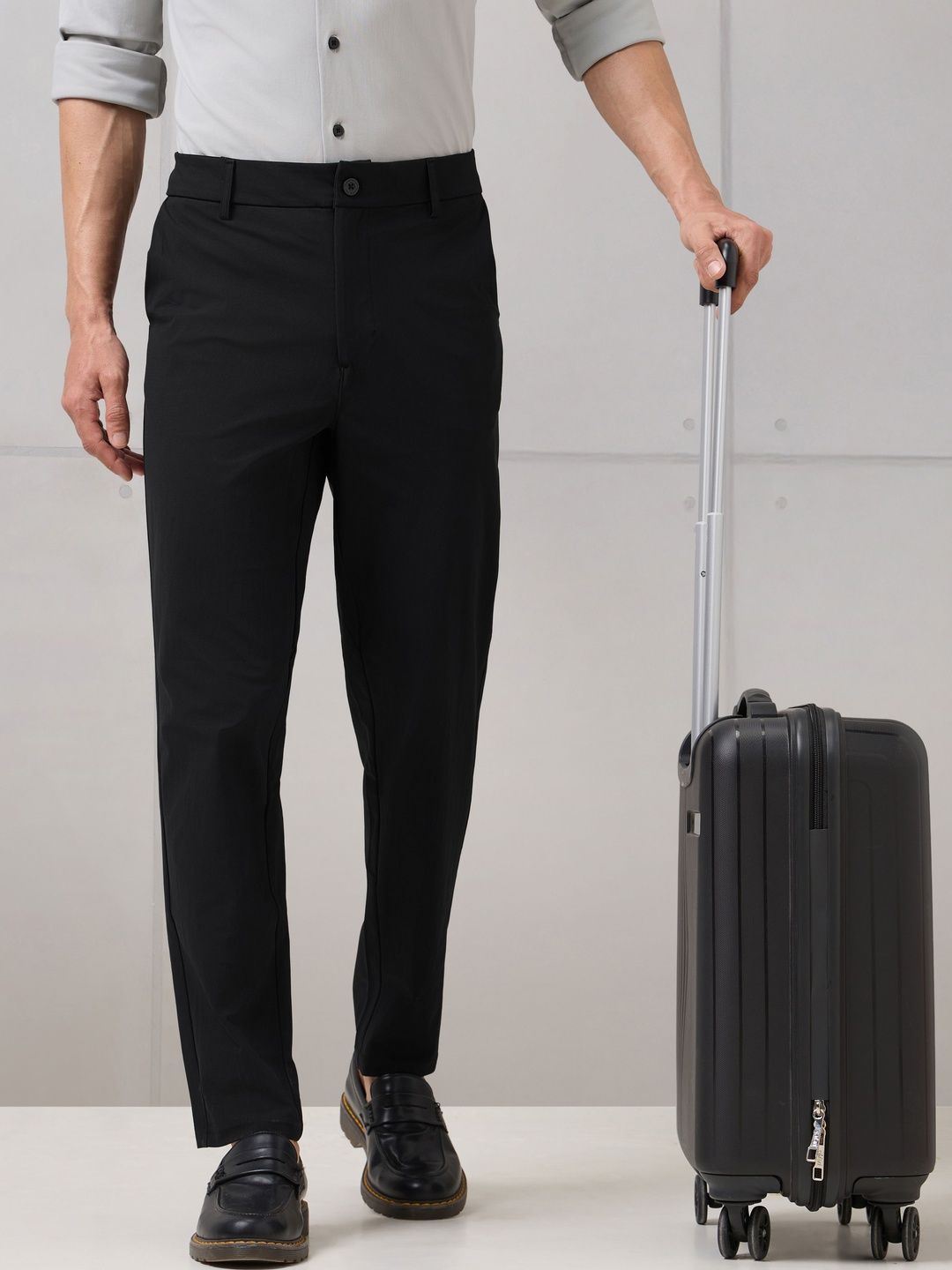 Technosport Men Relaxed Straight Leg Tapered Fit Mid-Rise Semi-Formal Trousers-picture-35