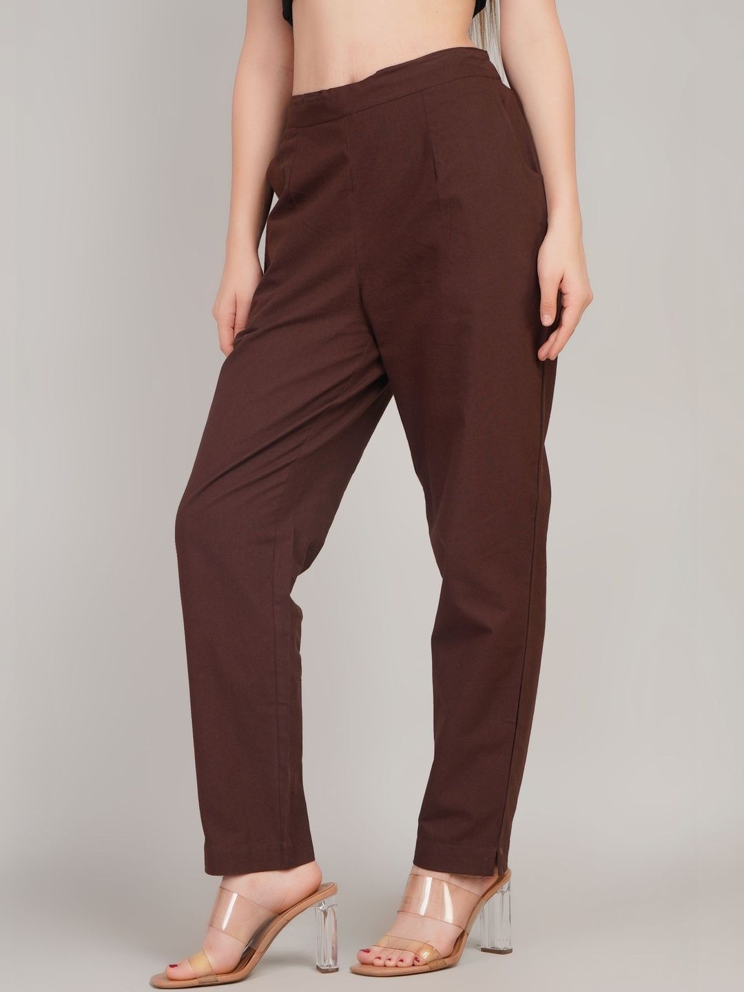 Gora Glama Women Comfort High-Rise Easy Wash Pleated Trousers-picture-46