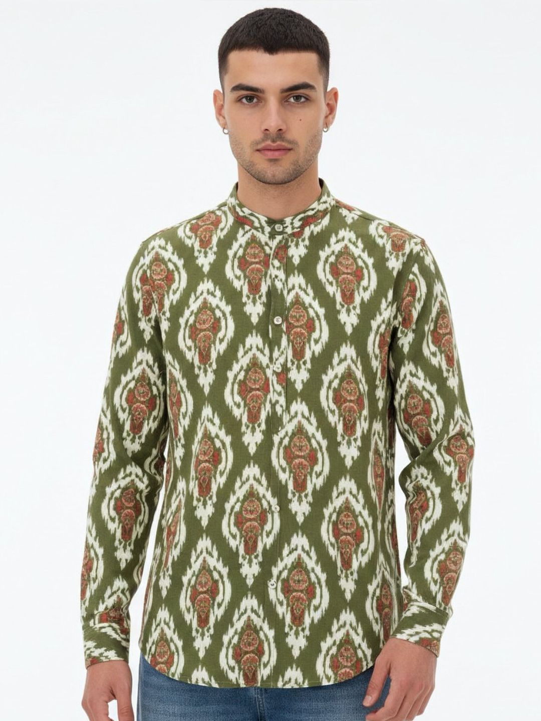 Anouk Rustic Ethnic Motifs Printed Band Collar Straight Kurta-picture-38