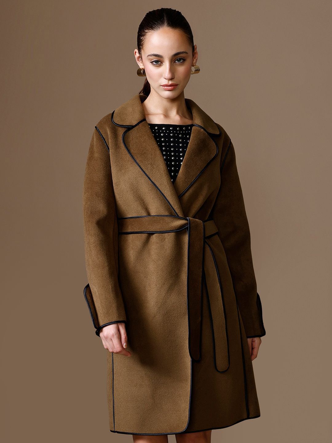 Kazo Women's Solid Notched Lapel Overcoat-picture-21