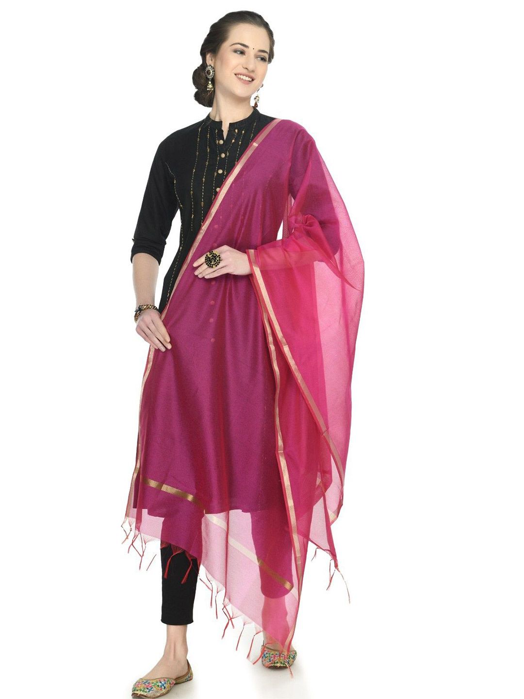 A R SILK DUPATTA HUB Art Silk Dupatta with Zari-picture-10