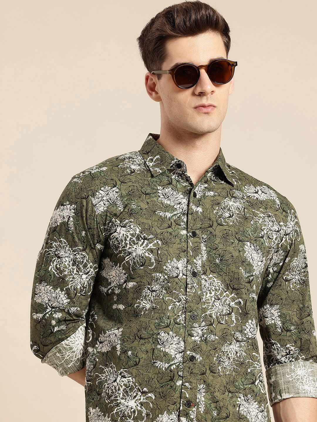 Being Human Floral Printed Pure Cotton Casual Shirt-picture-12