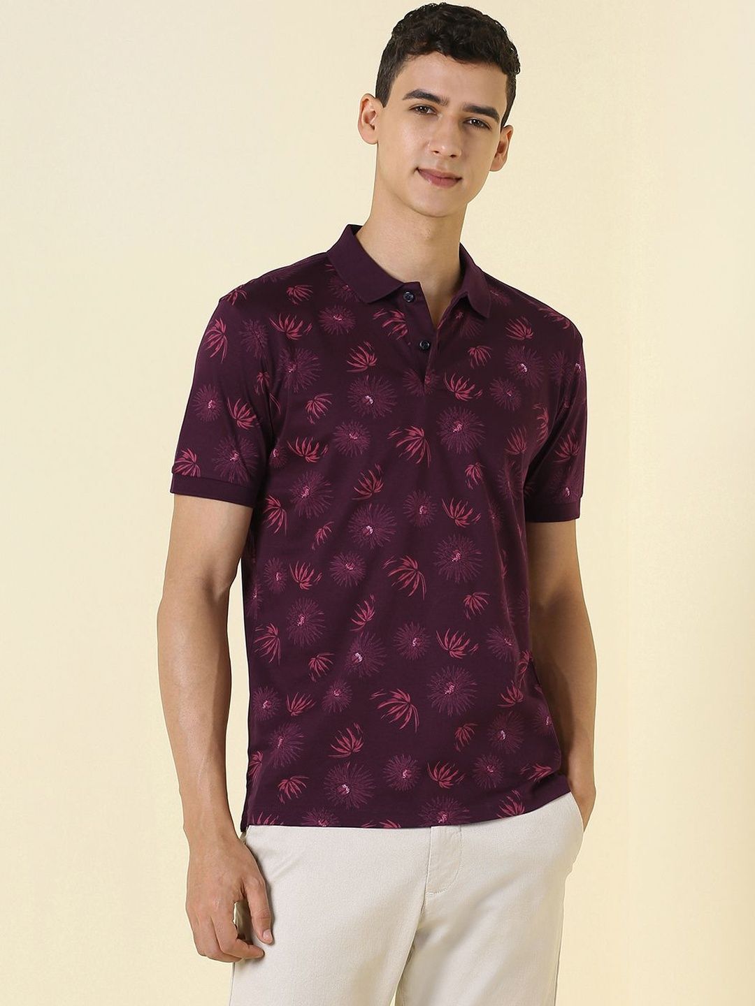 Allen Solly Men Floral Printed Polo Collar T-shirt-picture-26