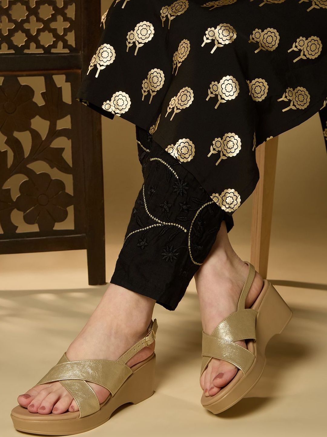 Inc 5 Striped Party Platform Sandals with Buckles-picture-25