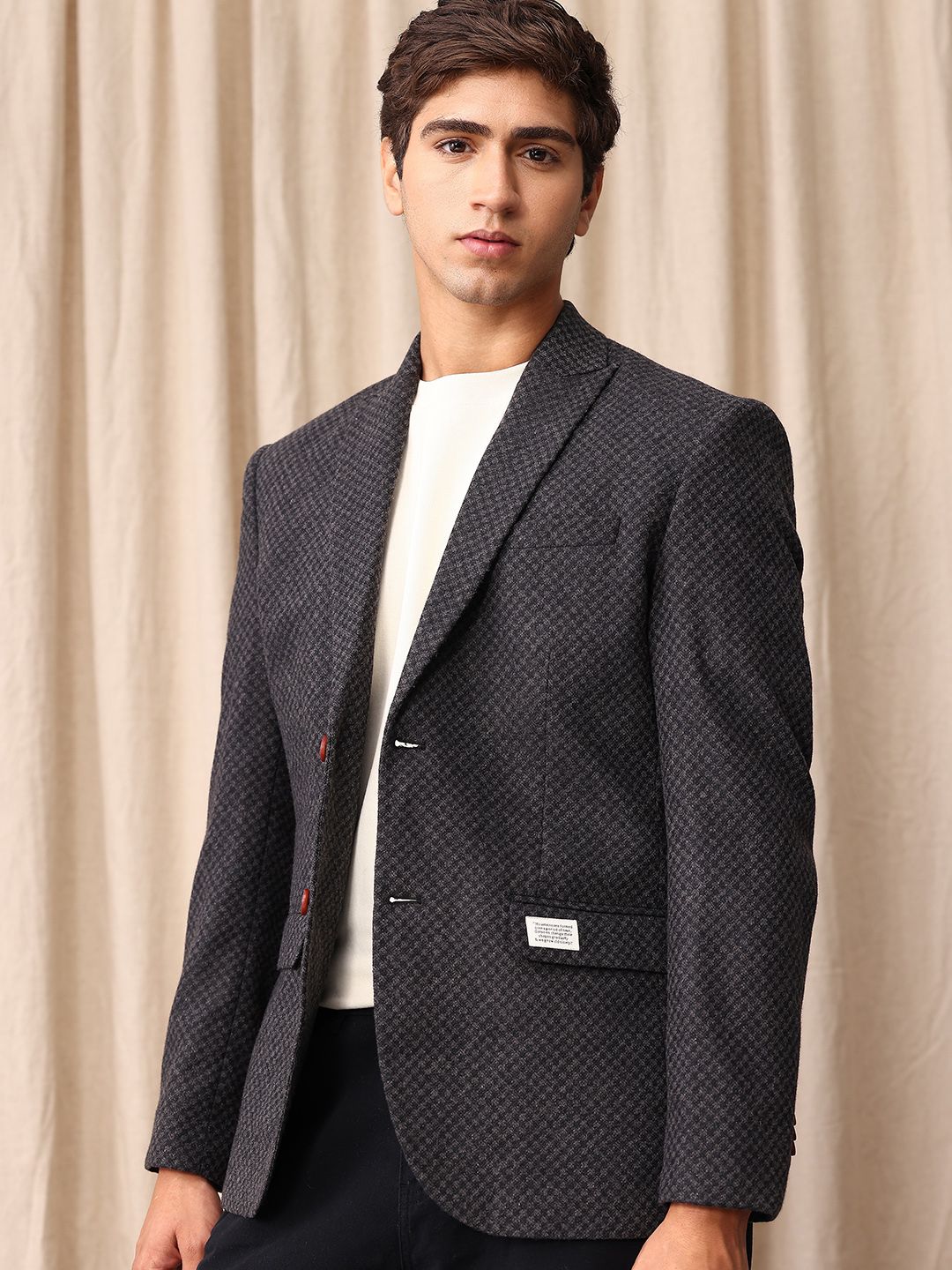 Mr Bowerbird Checked Tailored Fit Notched Lapel Collar Single Breasted Blazer-picture-26