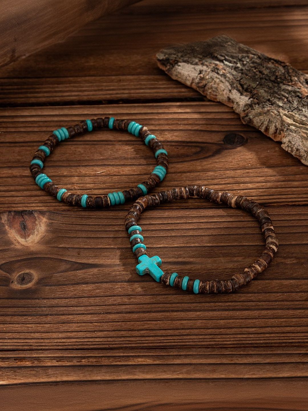 StyleCast x Revolte Men Set Of 2 Wood Elasticated Bracelet-picture-25