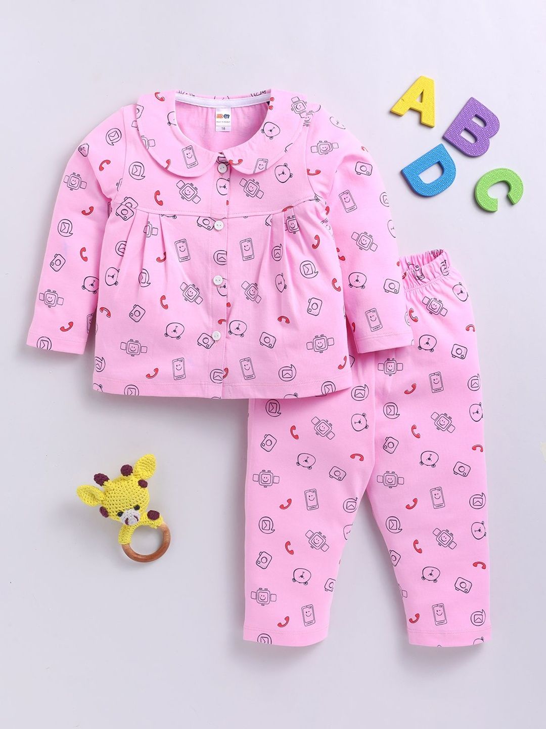 LITTLE NINJA Girls Printed Tunic with Pyjamas-picture-37