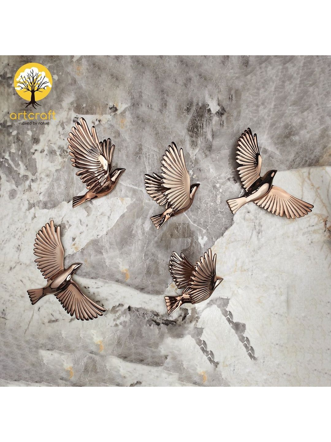 ArtCraft 5Pcs Brown Textured Seagulls Flying Birds Wall Hangings-image-23