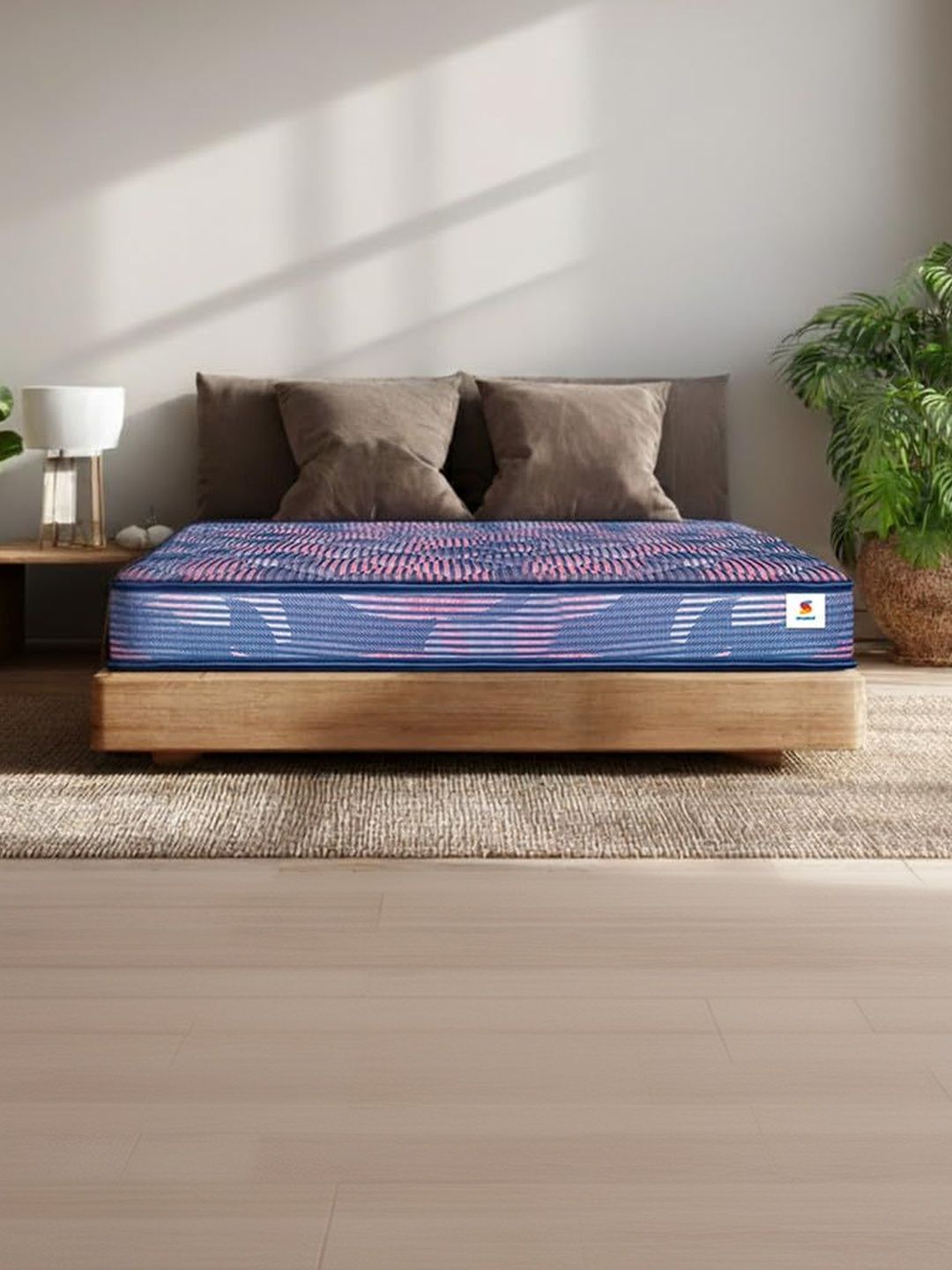 Sleepwell Blue & Pink Quilted Ortho Queen Size Mattress-picture-16
