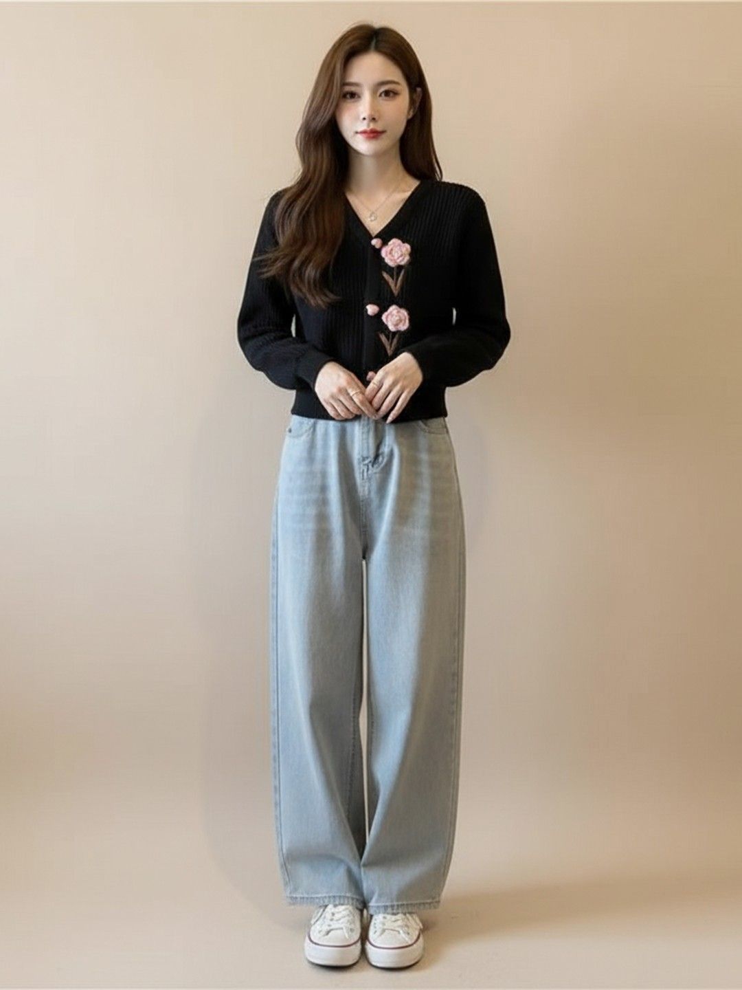 Mast & Harbour Women Embroidered Ribbed Cardigan with Embroidered Detail-image-42