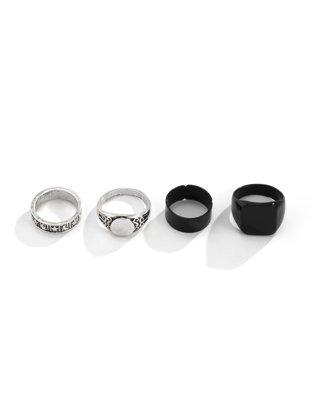 StyleCast x Revolte Men Set Of 4 Silver-Plated Finger Rings-picture-12