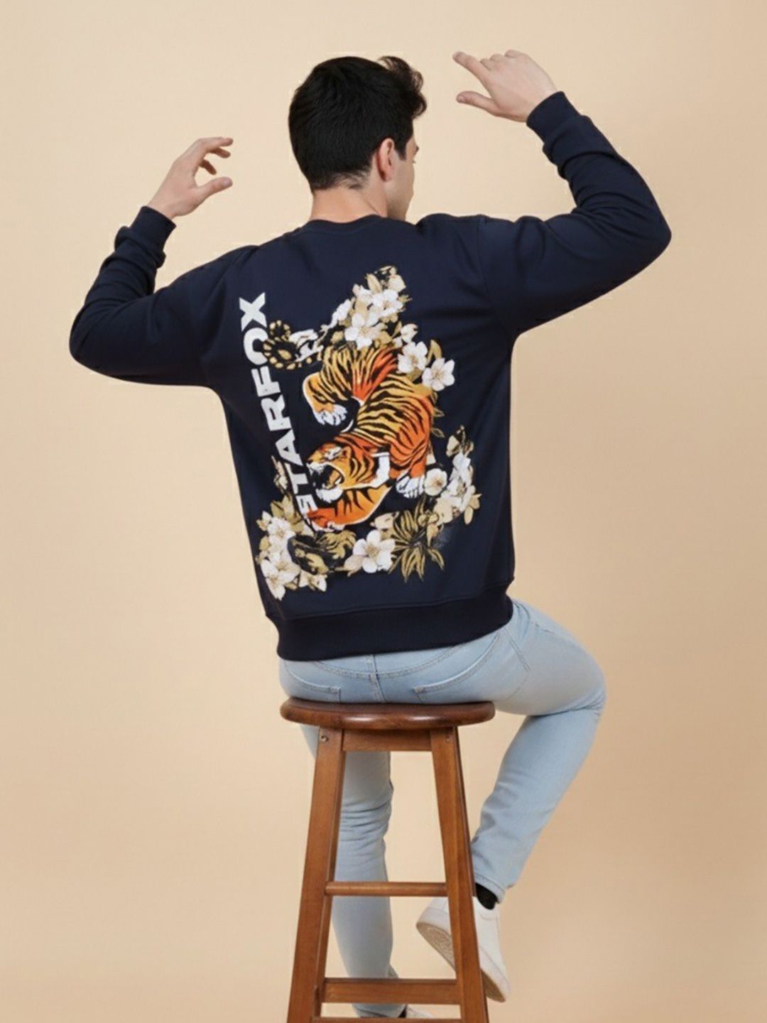 STARFOX Graphic Printed Round Neck Pullover Sweatshirt-picture-10