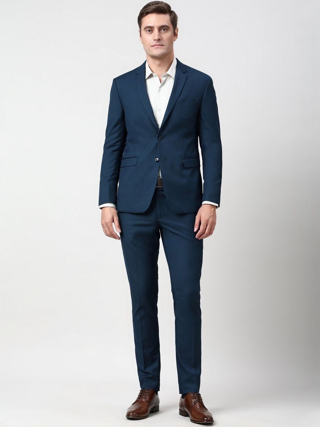 Peter England Elite Slim-Fit Single-Breasted Two-Piece Suit-image-37