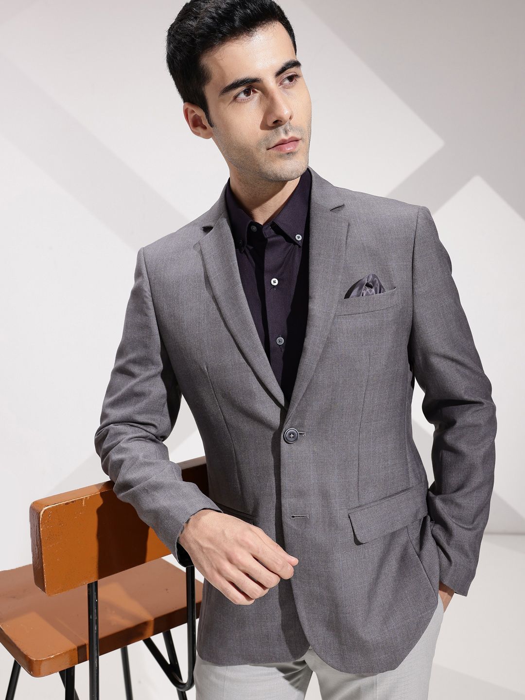 INVICTUS Checked Single-Breasted Slim Fit Formal Blazer-picture-20