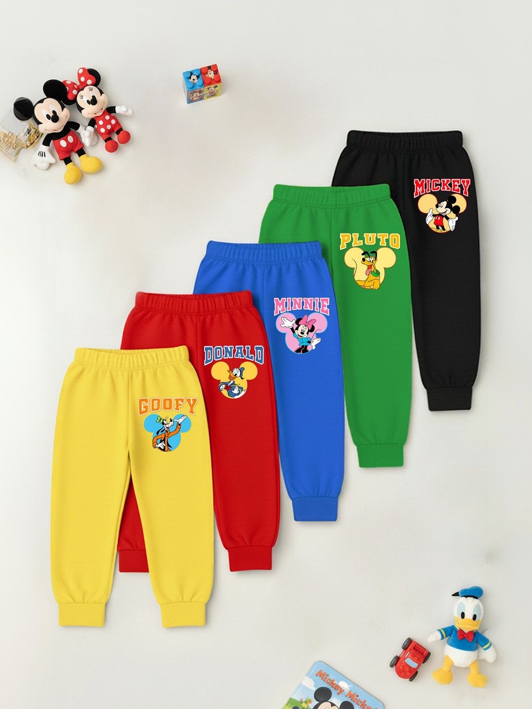 YK Disney Kids Pack Of 5 Cotton Printed Mid-Rise Joggers-picture-23