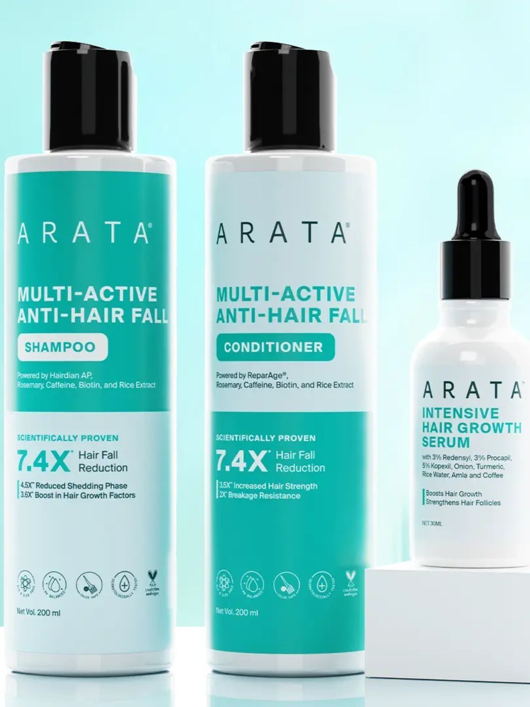 ARATA Set Of 3 Multi Active Anti Hair Fall Shampoo & Conditioner & Hair Growth Serum-image-25