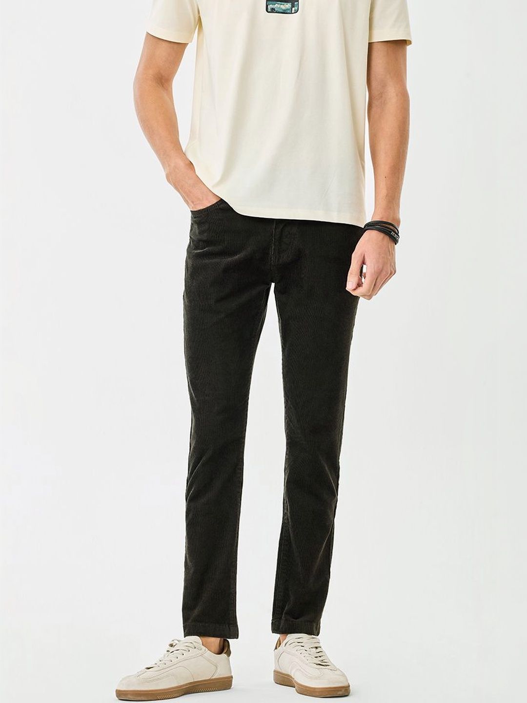 Snitch Men Textured Corduroy Trousers-picture-44