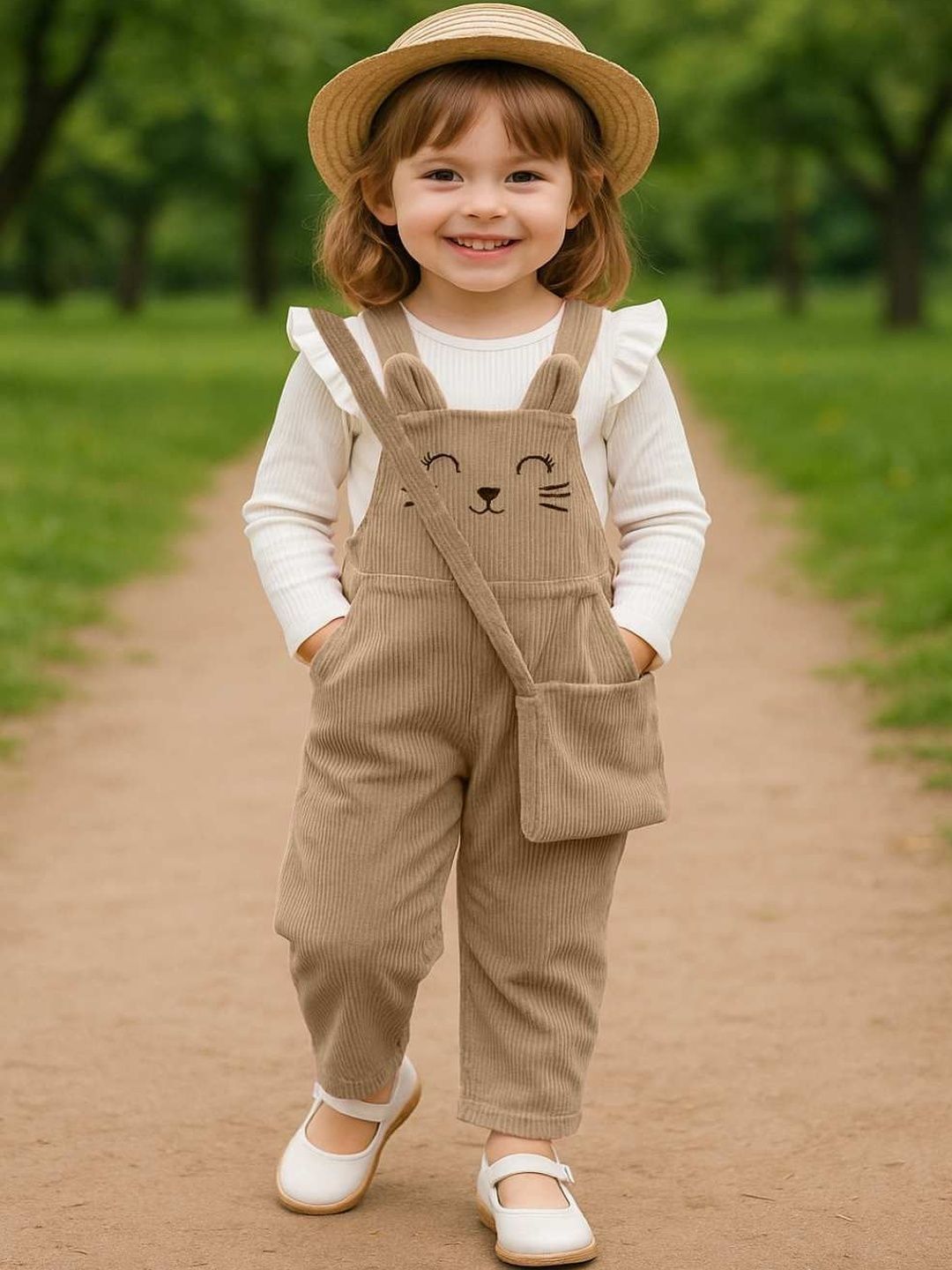 Ninas Girls Self Design T-shirt with Trousers-picture-41