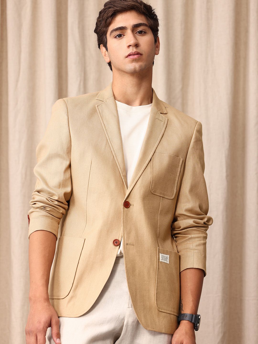 Mr Bowerbird Tailored Fit Single Breasted Linen Cotton Casual Blazer-picture-18
