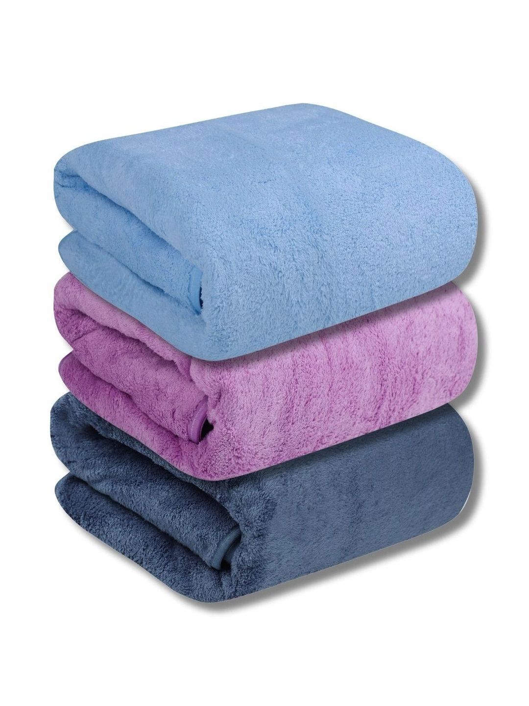Fezora Set of 3 Dark Blue, Sky Blue & Purple Bath Towel 450 GSM-picture-43