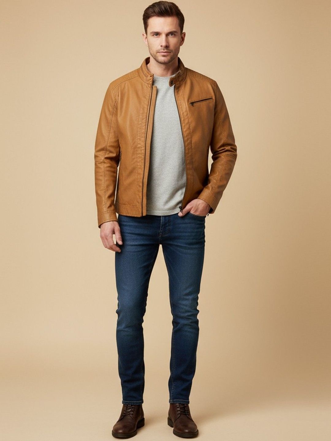 Mast & Harbour Men Leather Biker Jacket-picture-29
