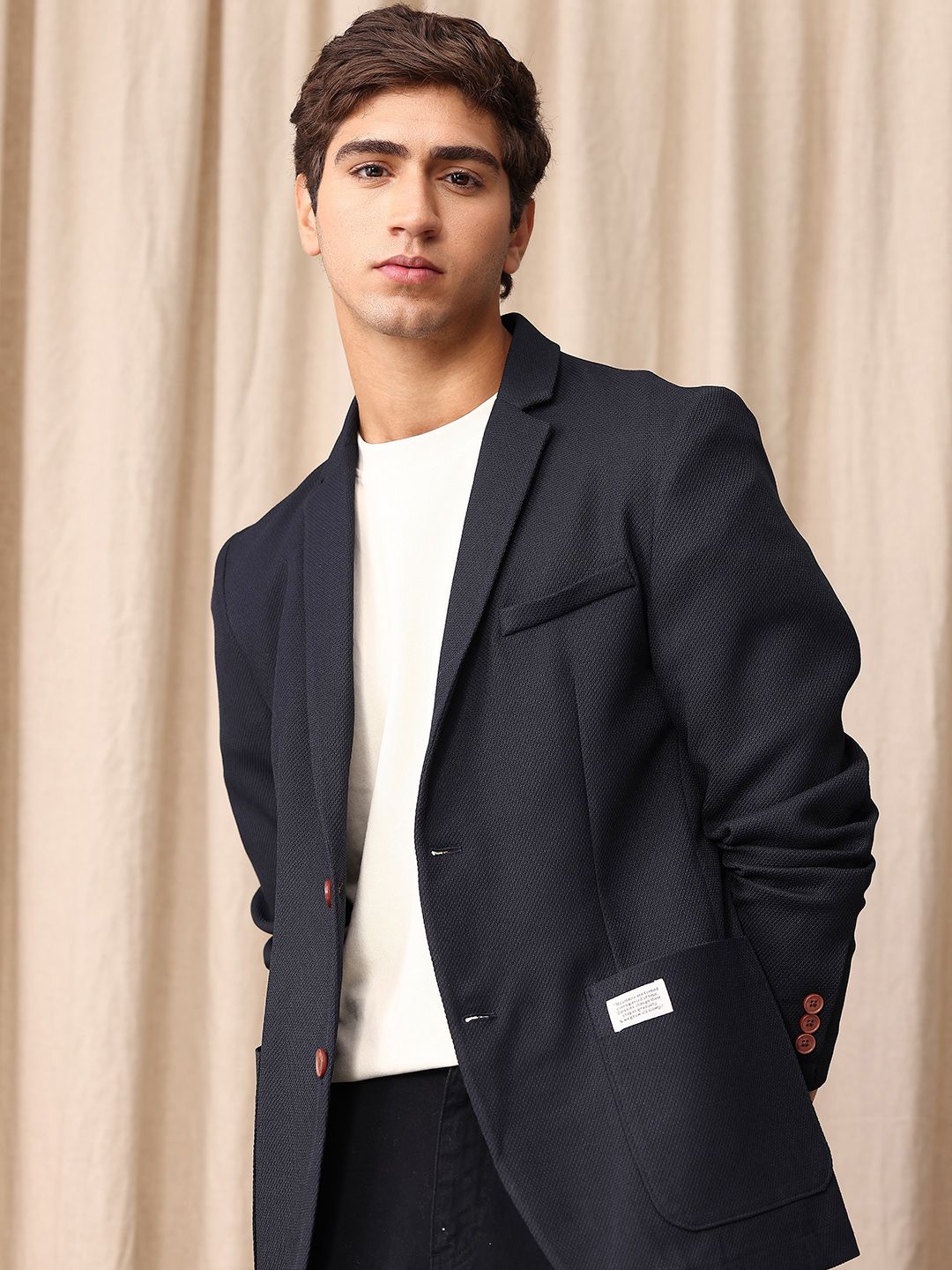 mr bowerbird Mr. Bowerbird Self Design Tailored Fit Single-Breasted Smart Casual Blazer-picture-30