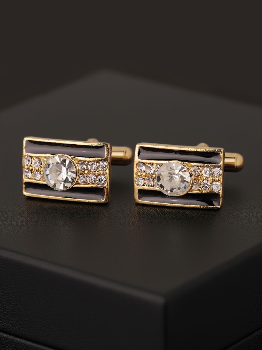 Voylla Men Set of 2 Embellished Statement Royale Crystal Cufflinks-picture-39