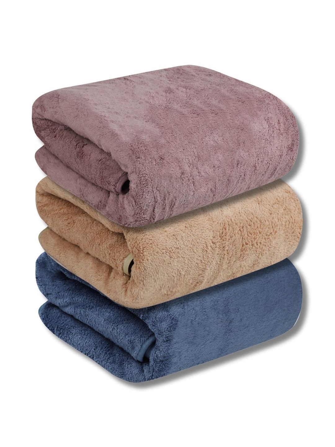Fezora Blue Microfiber 450 GSM Breathable 3 Pieces Adult Bath Towels-picture-21