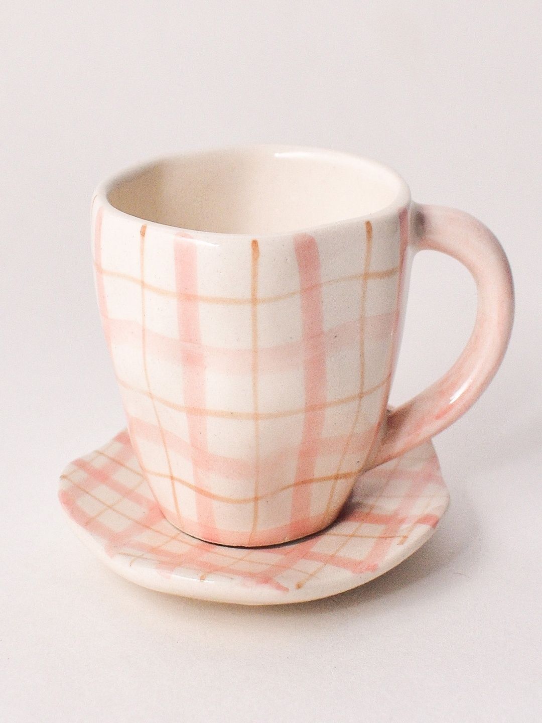 QSHI STUDIO Pink & White Printed Ceramic Glossy Mugs 200 ml-picture-52