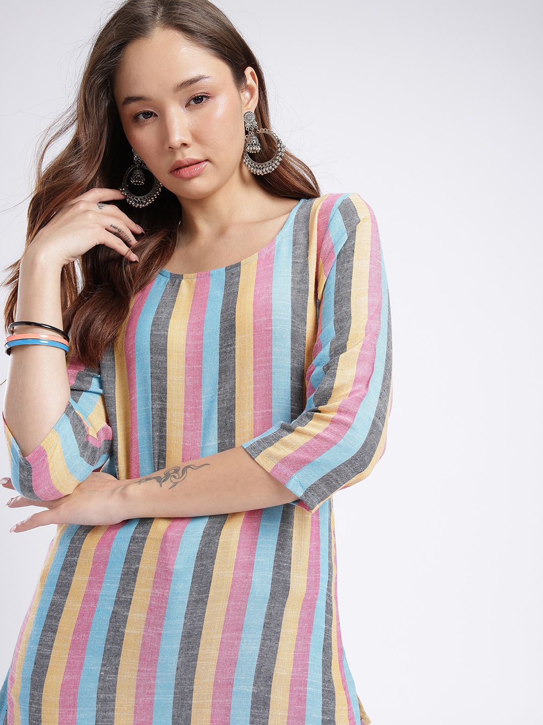 Anouk Rustic Vertical Striped Straight Kurti-picture-31