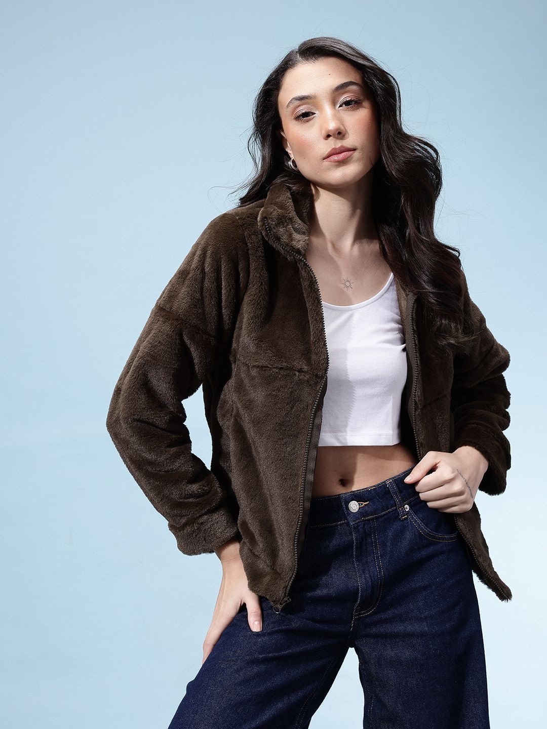 glitchez Mock Collar Faux Fur Jacket-picture-32