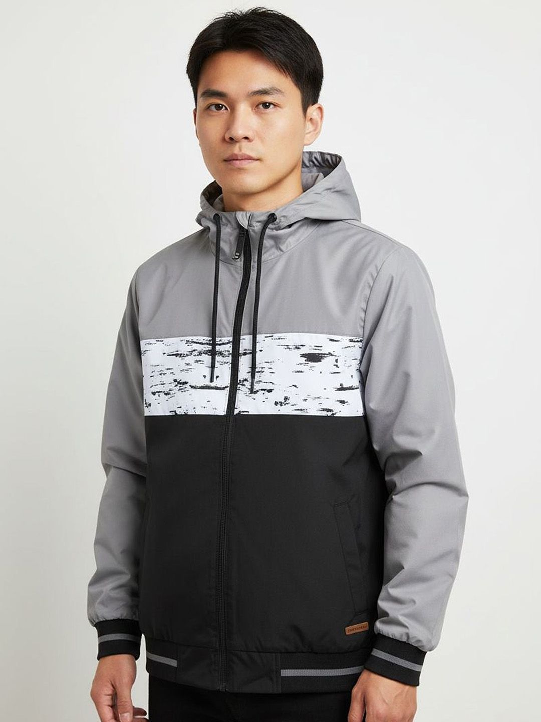 The Roadster Lifestyle Co Colourblocked Hooded Bomber Jacket-image-35