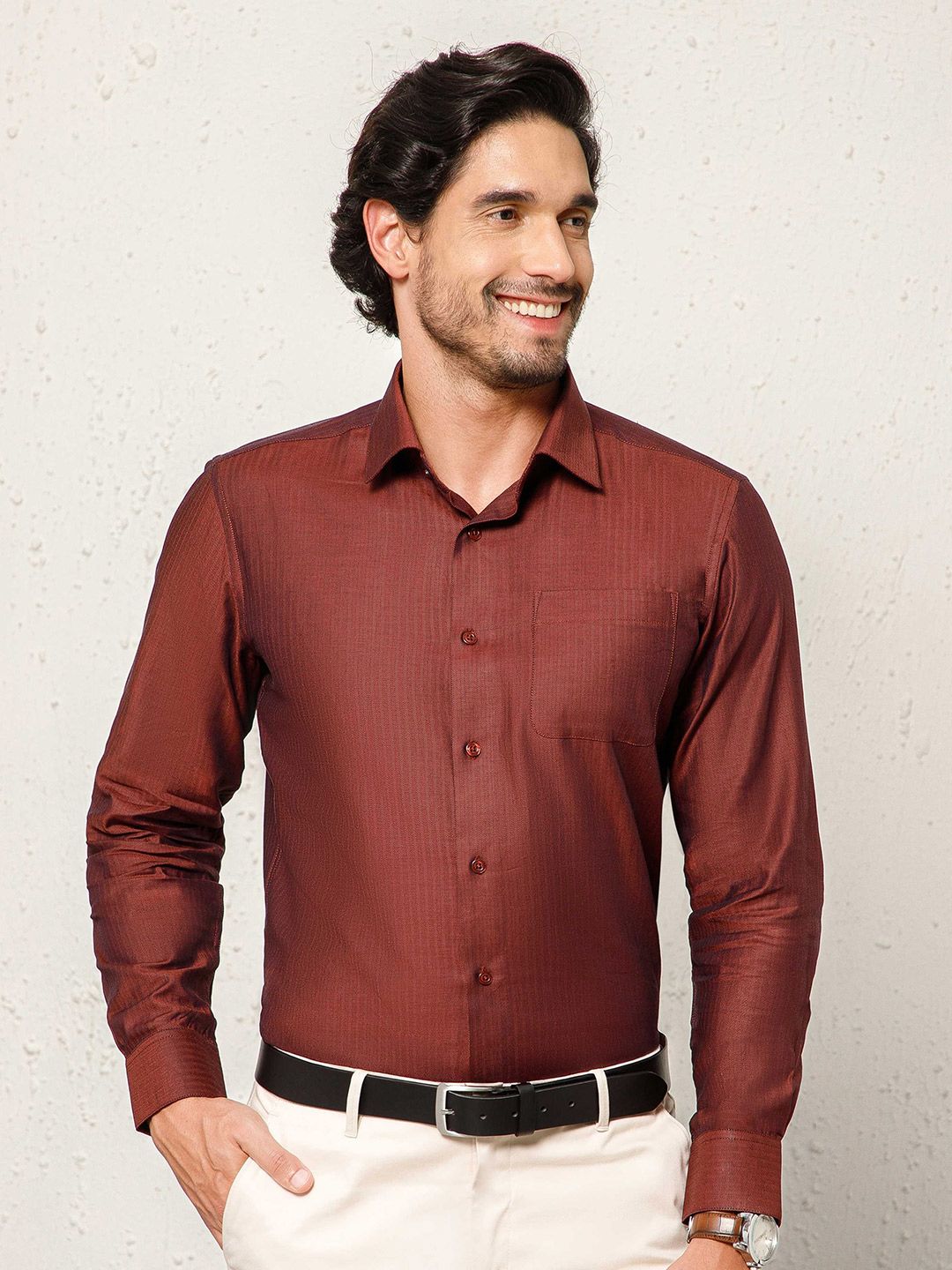 THE FORMAL CLUB Men Smart Fit Vertical Striped Spread Collar Pure Cotton Shirt-picture-37