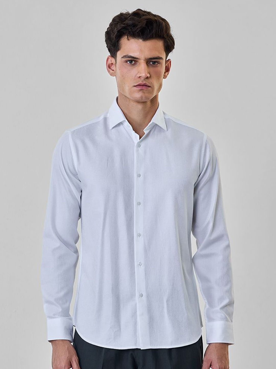 Snitch Men Textured Spread Collar Pure Cotton Formal Shirt-picture-21