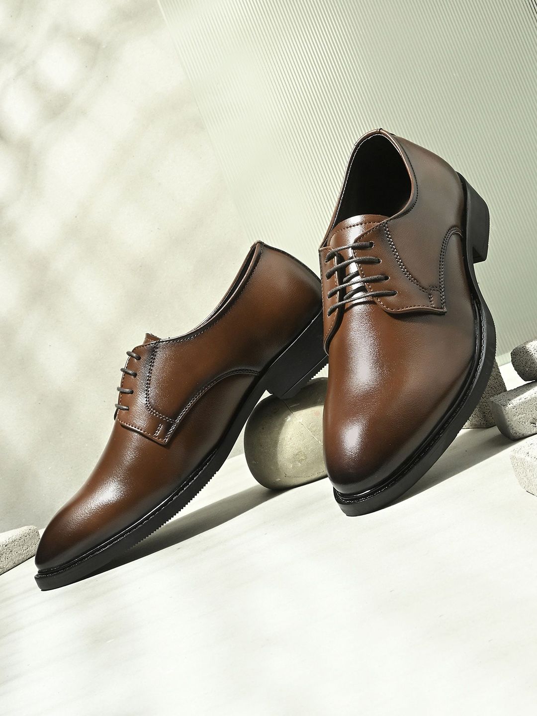 House of Pataudi Men Lace-Ups Textured Formal Derbys-picture-35