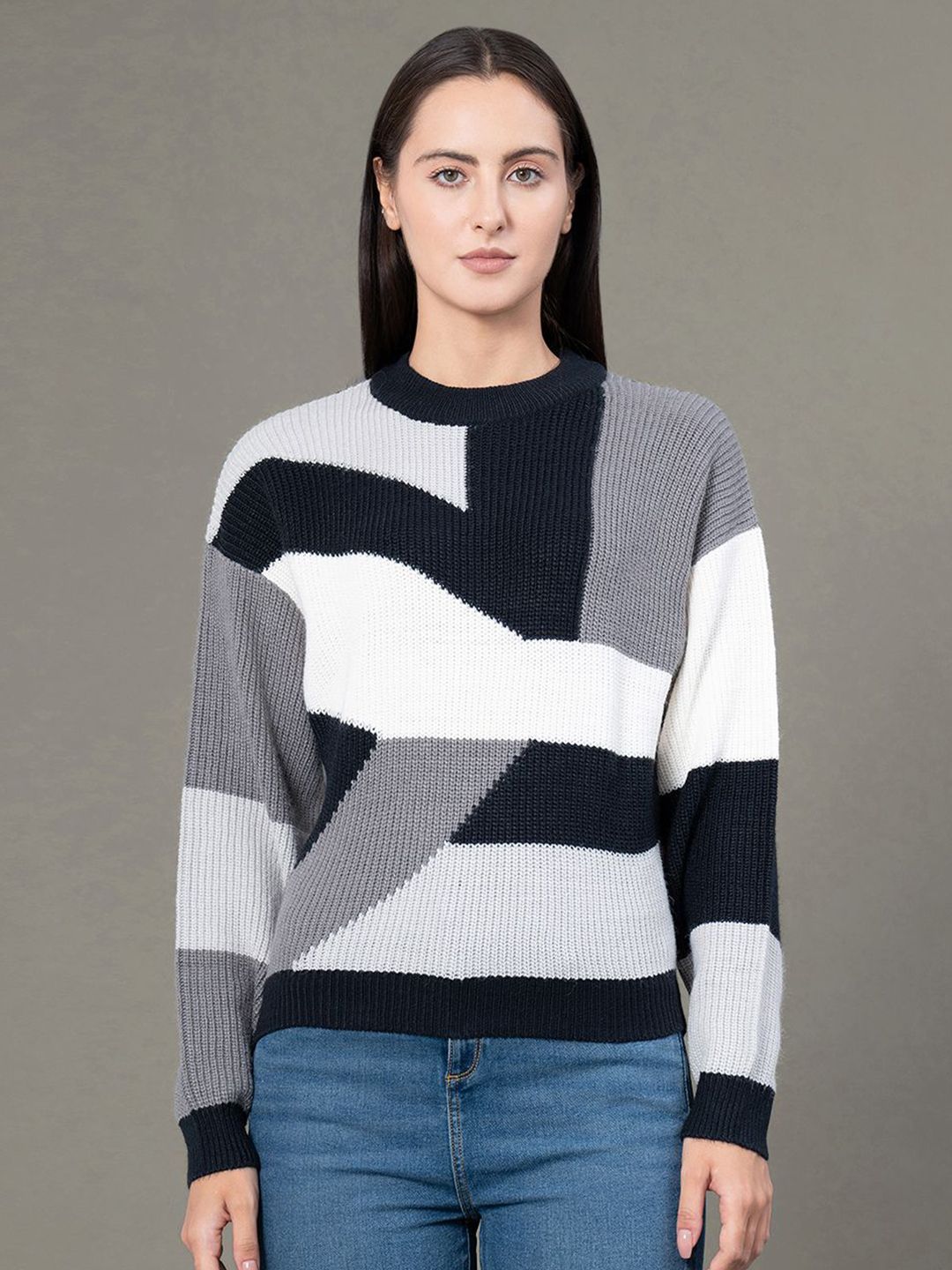 Red Tape Women Colourblocked Printed Pullover Sweater-picture-13