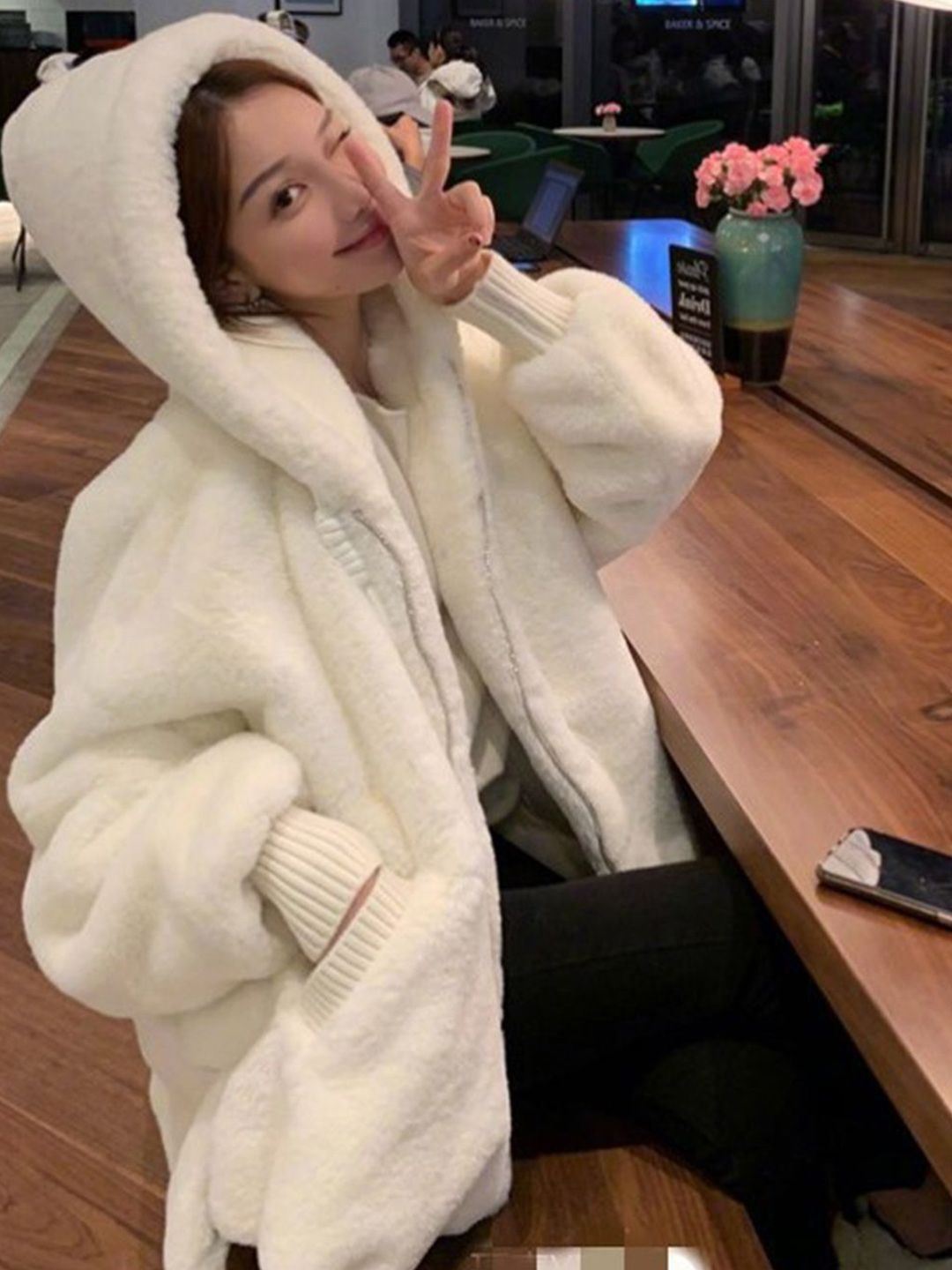 bebe Women Hooded Solid Tailored Jacket-image-36