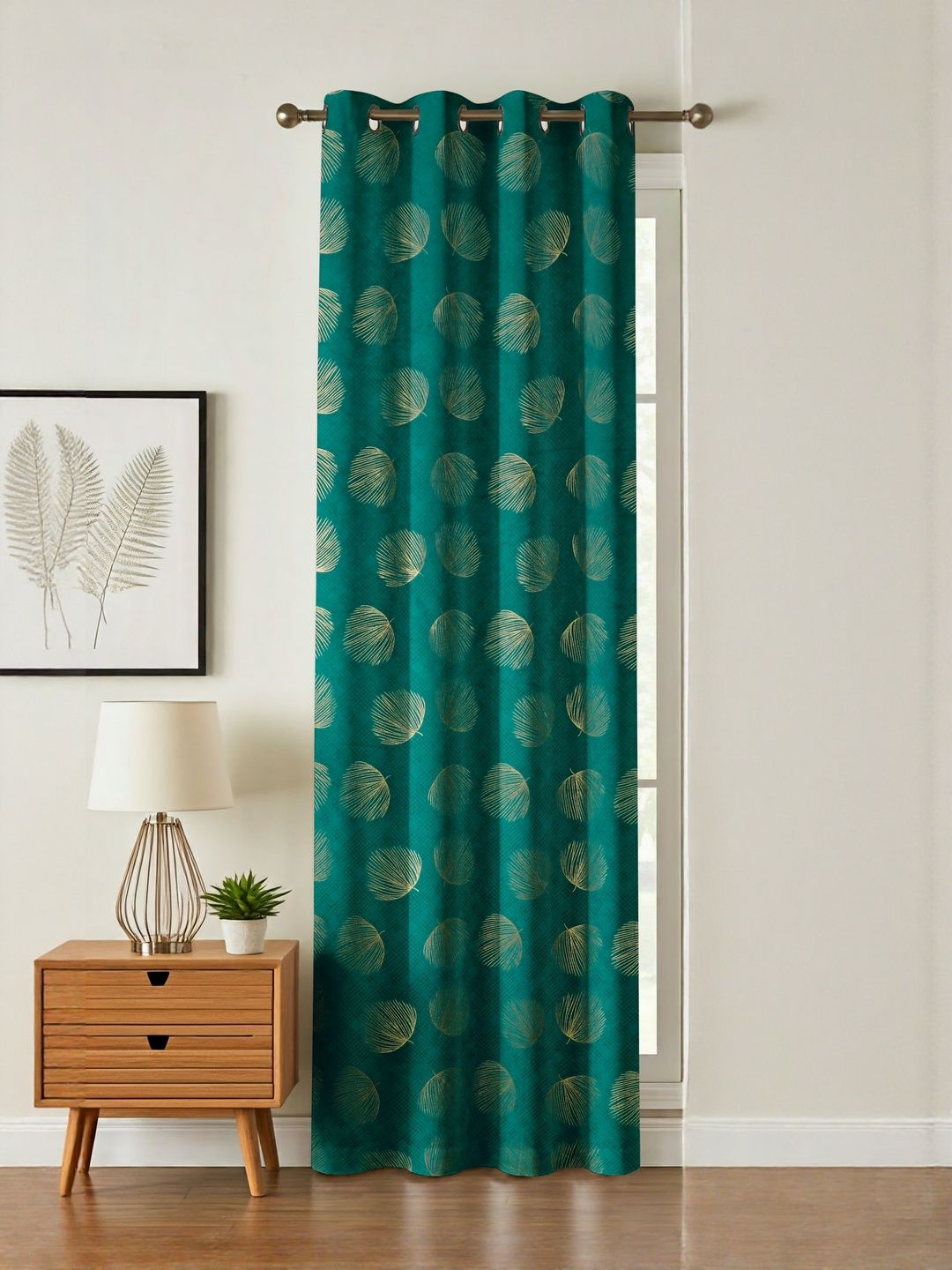 GEET CREATIONS Floral Printed Room Darkening Velvet Long Door Curtain-picture-46